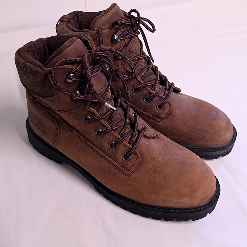 Work Master Boots Men 11.5 Brown Leather Utility Oil Resistant Lace Up Gorpcore